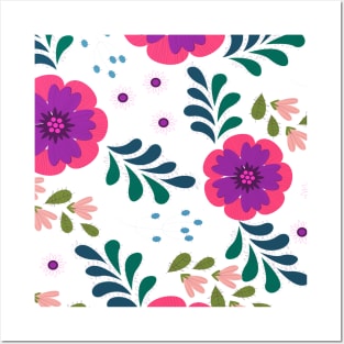 Colorful decorative embroidery floral design Posters and Art